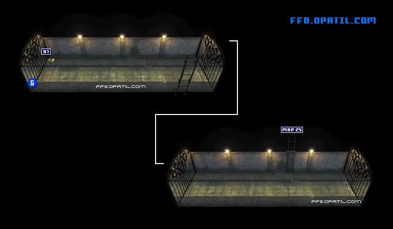 デリングシティ地下水路のマップ画像1：ファイナルファンタジー8 完全攻略