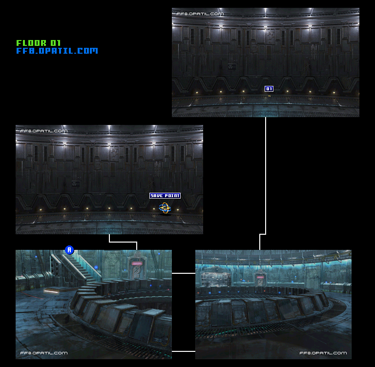 D地区収容所・下層のマップ画像1：ファイナルファンタジー8 完全攻略
