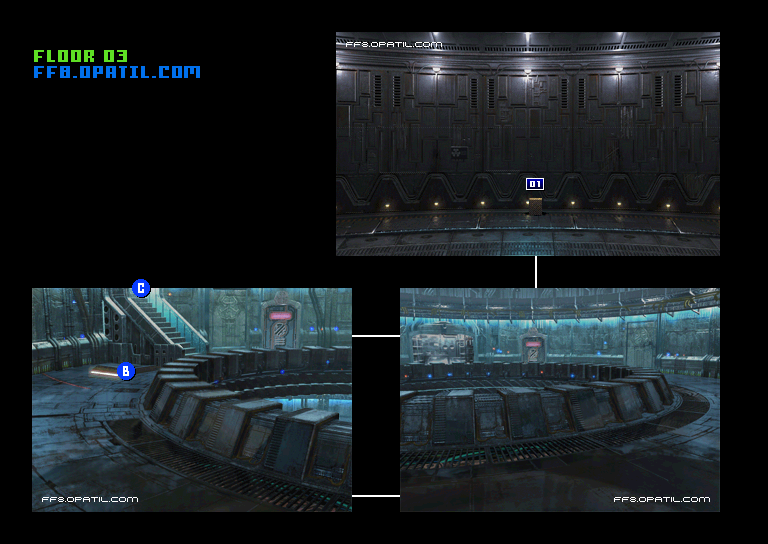 D地区収容所・下層のマップ画像3：ファイナルファンタジー8 完全攻略