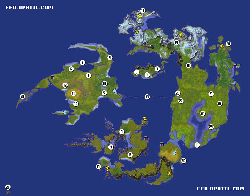 Ff8のワールドマップ 世界地図 ファイナルファンタジー8 完全攻略 Final Fantasy Viii ゲーム攻略